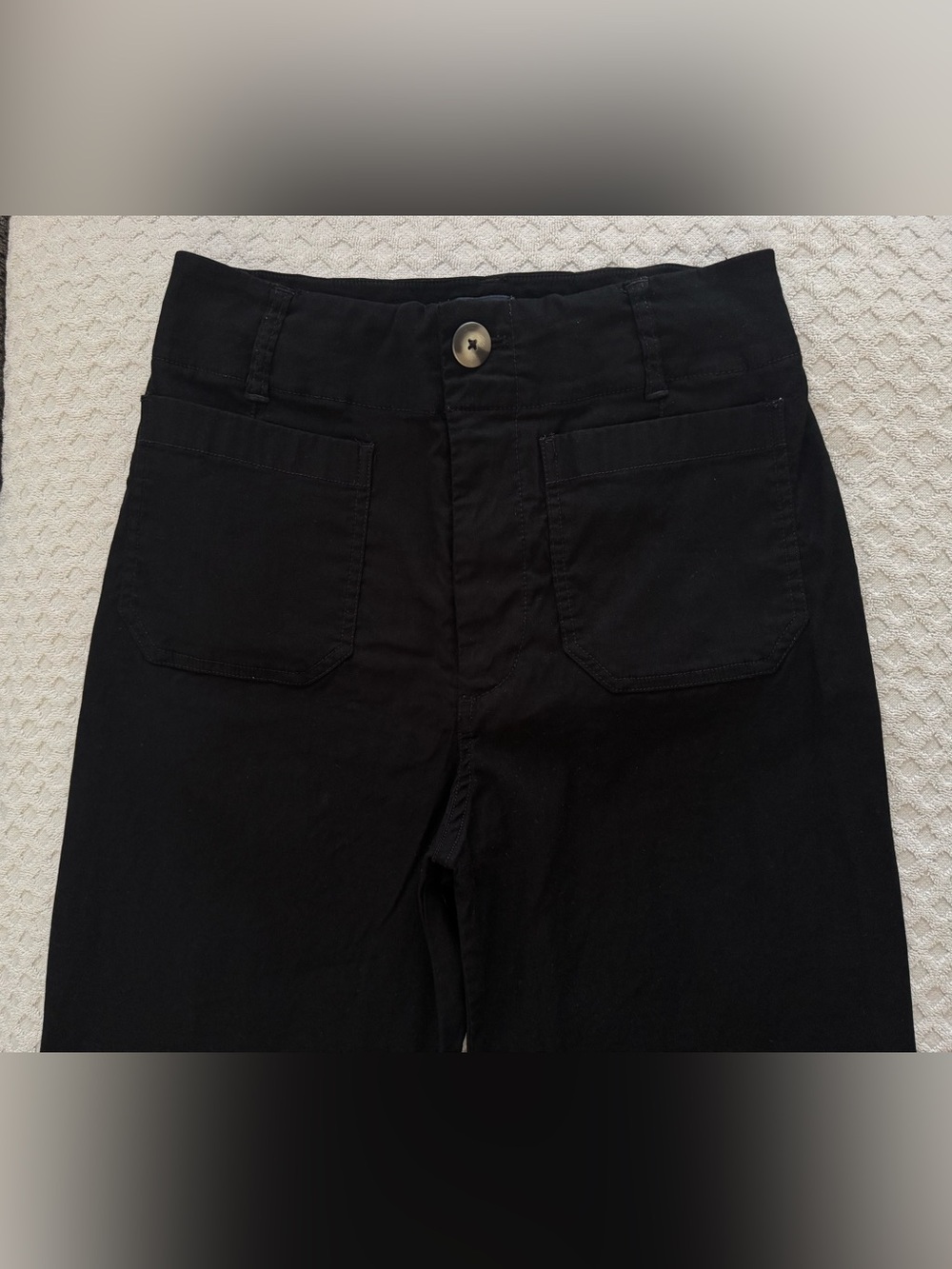 Maeve Anthropologie Colette Cropped Wide Leg Pant Black Magic Fabric Linen 28 - Picture 4 of 14